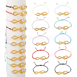 Set di 10 braccialetti Infinity in lega a 10 colori con speranza, per uomo e donna, oro, diametro interno: 3-1/2 pollice (9 cm), 1pc / color