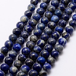 Abalorios de lapislázuli naturales hebras, redondo, 10mm, agujero: 1 mm, aproximamente 38 pcs / cadena, 15.5 pulgada (39 cm)