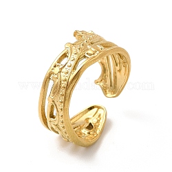 Placage ionique (ip) 304 anneau de manchette ouvert avec couronne en acier inoxydable pour femme, véritable 18k plaqué or, nous taille 6 1/2 (16.9mm)