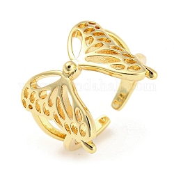 Латунные открытые кольца манжеты, полый бабочки, золотые, размер США 6 (16.5 мм)