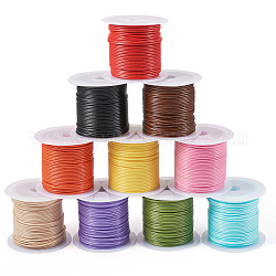 Pandahall 10 rollos 10 colores cordones de poliéster encerados, redondo, color mezclado, 1mm, alrededor de 10.94 yarda (10 m) / bolsa, 1 rollo / color