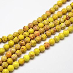 Natürliche kaiserliche Jaspisperlenstränge, Runde, gefärbt, Gelb, 8 mm, Bohrung: 1 mm, ca. 48 Stk. / Strang, 15.7 Zoll