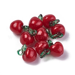 Corea colgantes acrilicos, manzana, rojo, 19.8x15.5x14mm, agujero: 3 mm