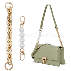 2 pièces 2 styles de sangles de chaîne, avec des perles en plastique ABS et des anneaux de porte à ressort en alliage d'or léger, pour les accessoires de remplacement de sac, or, 1pc / style