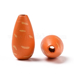 Perline europee in legno verniciato a spruzzo a tema pasquale, grano grosso buco, carota, arancione scuro, 28.5x14.5mm, Foro: 4.5 mm