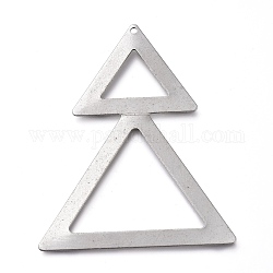 304 in acciaio inox grandi ciondoli, triangolo, colore acciaio inossidabile, 51x40x0.5mm, Foro: 1.4 mm