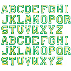 GORGECRAFT 52Pcs Iron on Letter Patches, A-Z Alphabet Applique Patches with Ironed Adhesive Decorative Patches for Clothing Hats Shoes Shirts Bags, Green
