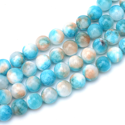 Chapelets de perle en pierre de jade blanc teinté naturel, ronde, Sandy Brown, 6mm, Trou: 1mm, Environ 66 pcs/chapelet, 15.7 pouce