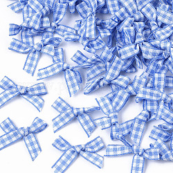 Accessori per costume fiore tessuta fatto a mano , bowknot del nastro del modello del tartan, blu fiordaliso, 22~26x25~35x2~5mm