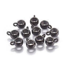 Tibetan Style Alloy Tube Bails, Loop Bails, Lead Free and Cadmium Free, Rondelle, 8x5mm, Hole: 2mm, 5mm Inner Diameter