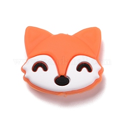 Silicone Focal Beads, Fox, Coral, 21x24x9mm, Hole: 2.5mm