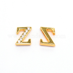 Breloques coulissantes en alliage, avec strass en cristal et lettre initiale a ~ z, letter.z, z: 11.5x9.8x4mm, Trou: 1.5x8mm