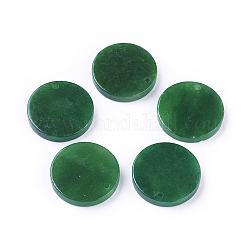 Pendentifs naturels en jade du Myanmar / jade birman, teinte, plat rond, 20x3~3.5mm, Trou: 1.4mm