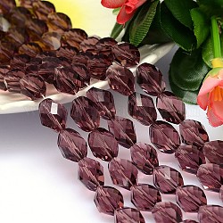 Chapelets de perles de cristal autrichien imitation polyèdre à facettes, grade AAA, violet, 13x10mm, Trou: 0.9~1mm, Environ 30 pcs/chapelet, 15.7 pouce