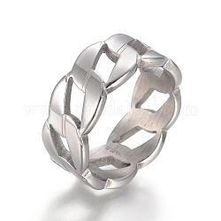 Унисекс 304 кольца из нержавеющей стали, широкая полоса кольца, форма обочины, цвет нержавеющей стали, Размер 7, 17 мм, шириной 9 мм 