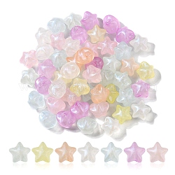 Perline acriliche con placcatura iridescente arcobaleno, Glitter perline, stella, colore misto, 11x11.5x9.5mm, Foro: 2 mm