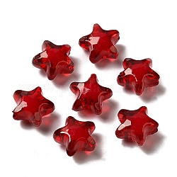 Transparent Acrylic Beads, Bead in Bead, Star, Dark Red, 12x11x8mm, Hole: 2mm, about 1005pcs/419g