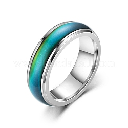 Anello dell'umore, anello semplice da donna in acciaio inossidabile con sensazione di emozione di cambiamento di temperatura, colore acciaio inossidabile, misura degli stati uniti 9 (18.9mm)