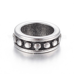 Intercalaire perles en 304 acier inoxydable, plat rond, argent antique, 8.5x3mm, Trou: 6mm