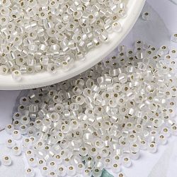 Perles rocailles miyuki rondes, Perles de rocaille japonais, (rr1901) cristal argenté semi-dépoli, 8/0, 3mm, Trou: 1mm, environ 2111~2277 pcs/50 g