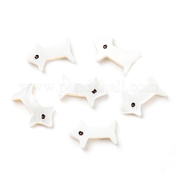 Perles de coquillages naturels d'eau douce, chien, blanc, 9x13.5x4.5mm, Trou: 1mm