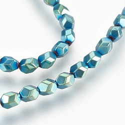Chapelets de perles hématite électrolytique synthétique sans magnétique, ovale, facette, vert plaqué, 5x4x4mm, Trou: 0.7mm, Environ 80 pcs/chapelet, 15.7 pouce (40 cm)