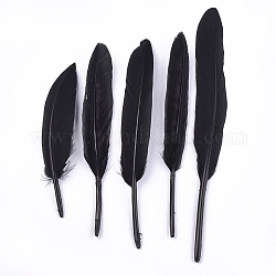Goose Feather Costume Accessories, Dyed, Black, 105~157x16~22mm, about 500pcs/bag