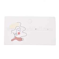 Carton rectangle cartes d'affichage de boucle d'oreille, pour présentoir à bijoux, Modèle féminin, 9x5x0.04 cm, environ 100 pcs / sachet 