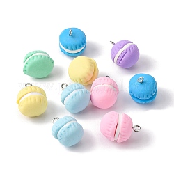 Handmade Polymer Clay Pendants, Macarons, Mixed Color, 18~20x14~15mm, Hole: 2mm