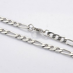 Unisex moda 304 in acciaio inossidabile collane a catena figaro, con fermagli di lobster , colore acciaio inossidabile, 19 pollice (48.3 cm), 5mm