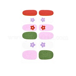 Autocollants de décalque d'ongle de couverture complète de série de fleurs, auto-adhésif, autocollant, décoration d'ongles pour femmes filles enfants, colorées, 25.5x10~16.5mm, 12pcs / feuille