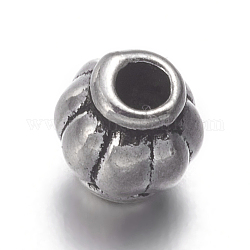 Tibetan Silver Spacer Beads, Lead Free & Cadmium Free, Barrel, Antique Silver, about 4mm in diameter, hole: 1mm