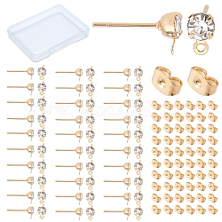 Creatcabin 1 scatola 60 pezzi 18k placcato oro zircone cubico orecchini con anello simulato orecchini di diamanti per gioielli da donna