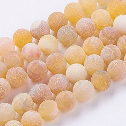 Natural Weathered Agate Beads Strands, Dyed, Frosted, Round, Orange, 8mm, Hole: 1mm, about 46pcs/strand, 14~15 inch