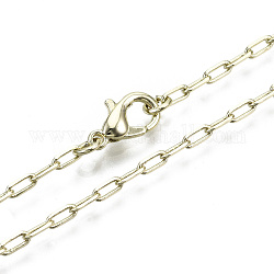 Büroklammerketten aus Messing, gezeichnete längliche Kabelkette Halskette machen, mit Karabiner verschlüsse, Licht Gold, 17.71 Zoll (45 cm) lang, Link: 5x2x0.7 mm, Sprungring: 4x1 mm