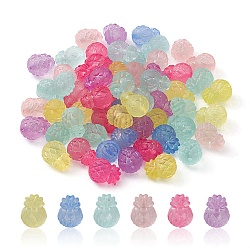 Perles acryliques transparents dépoli, ananas, couleur mixte, 14x11x10mm, Trou: 1.8mm