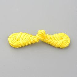 Handgemachte chinesische Frösche Knoten Tasten Sets, Polyester-Taste, Mispel, Gelb, 60~65x14~15x5~6 mm