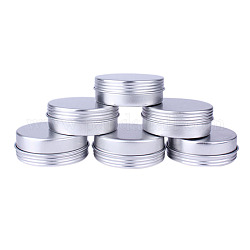 Round Aluminium Tin Cans, Aluminium Jar, Storage Containers for Cosmetic, Candles, Candies, with Screw Top Lid, Platinum, 4.8x1.8cm, Capacity: 25ml(0.84 fl. oz)