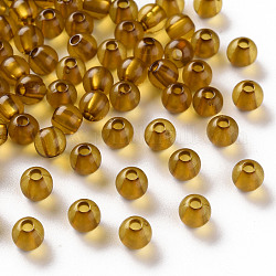 Transparente Acryl Perlen, Runde, dunkelgolden, 6x5 mm, Bohrung: 1.8 mm, ca. 4400 Stk. / 500 g