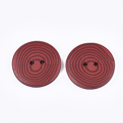 Resin Buttons, Large Buttons, 2-Hole, Flat Round with Vortex Pattern, FireBrick, 44~44.5x6mm, Hole: 4mm