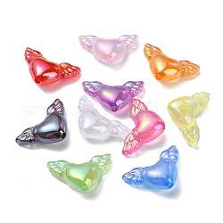 Perline acrilico jelly imitato, cuore con ala, colore misto, 18x29.5x10mm, Foro: 2.7 mm