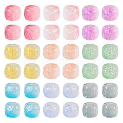 180 filo di perle di vetro craquelé trasparente bicolore in 9 colori, rondelle, colore misto, 10x8mm, Foro: 1.4~1.6 mm, 20 pz / colore