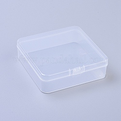 Cajas de plástico, contenedores de almacenamiento de perlas, con tapa abatible, cuadrado, Claro, 9.4x9.4x2.8 cm