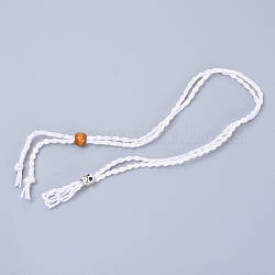 Fabrication de collier de pochette en macramé avec cordon ciré tressé réglable, pierre interchangeable, avec des perles de bois et des perles de pipe en alliage, blanc, 17-3/8~18-1/2 pouce (44~47 cm)