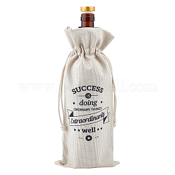 Sacs d'emballage de vin en toile de jute, sac de cordon, rectangle avec mot, mot, 34x15 cm