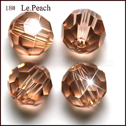 Imitation Austrian Crystal Beads, Grade AAA, Faceted(32 Facets), Round, PeachPuff, 6mm, Hole: 0.7~0.9mm