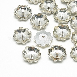 Perles en verre, dos plaqué, facette, flocon de neige, clair, 14x5mm, Trou: 1.5mm