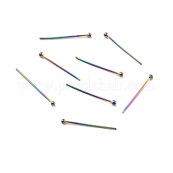 Chapado de iones (ip) 304 pasadores de cabeza de bola de acero inoxidable, color del arco iris, 20x0.6mm, 22 calibre, cabeza: 1.7 mm