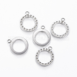 304 Stainless Steel Pendant Rhinestone Settings, Ring, Stainless Steel Color, 17x14x1.5mm, Hole: 1.5mm, Fit for 1mm Rhinestone
