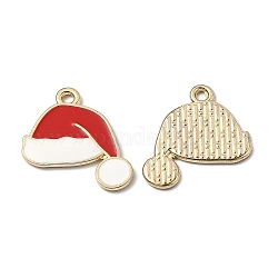 Alloy Enamel Pendants, for Christmas, Christmas Hat, Golden, Red, 21x19x1.4mm, Hole: 1.8mm